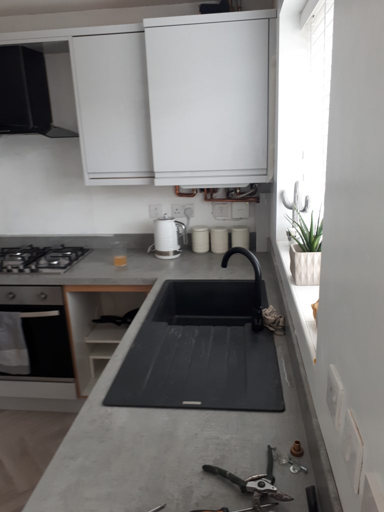 Composite Granite Sink installed into 28mm Square edged worktops | CL Joinery Yorkshire