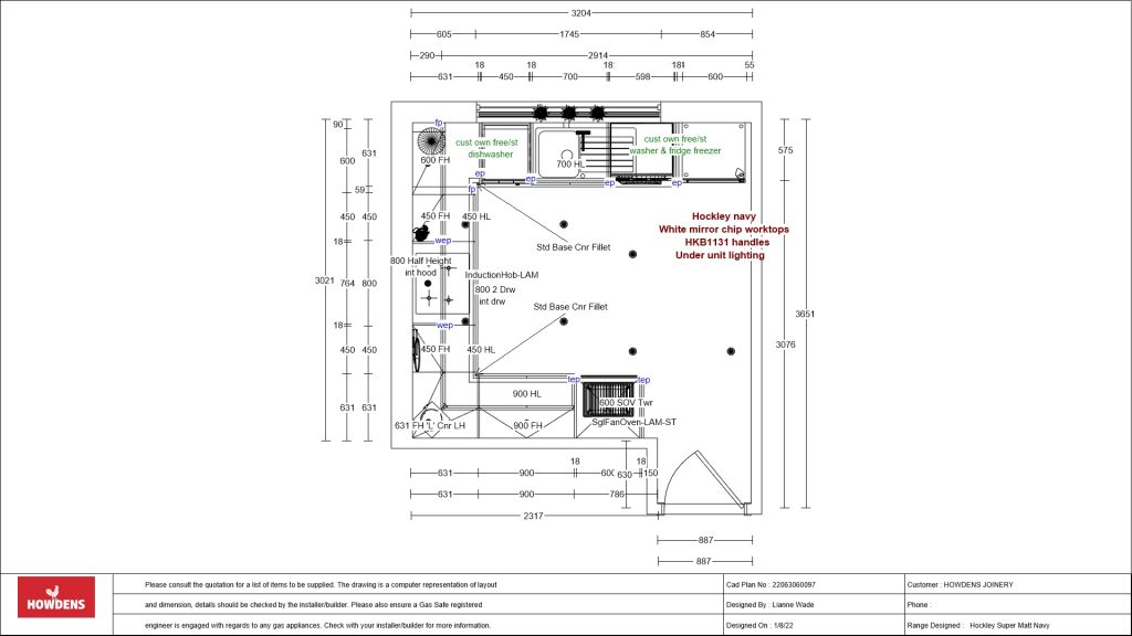 Howdens Slab Door Kitchen Cabinets - Hockley Range